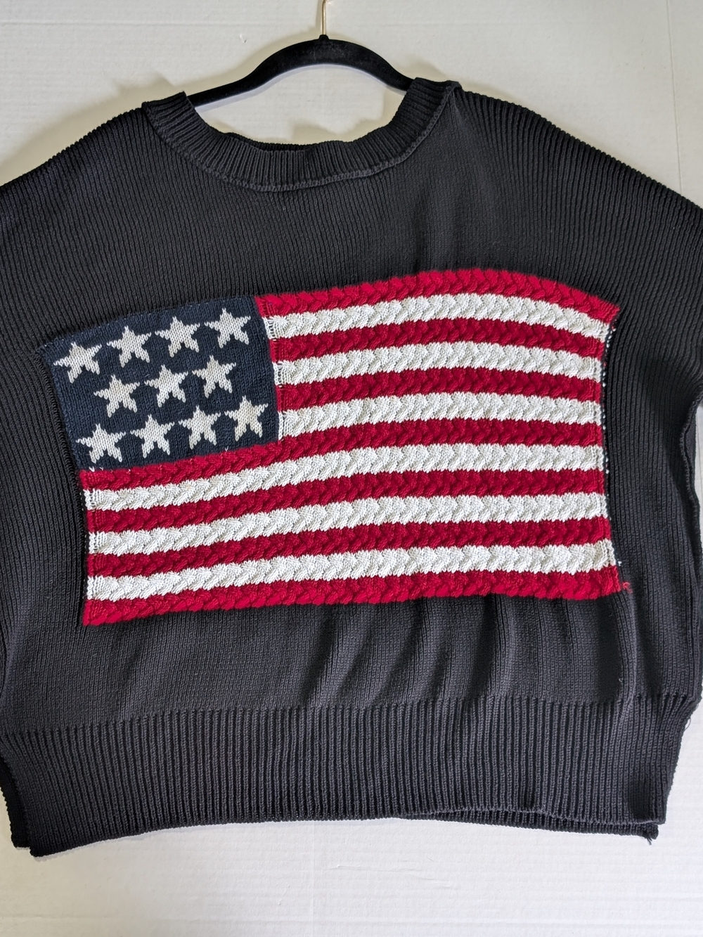 Miracle Black Sweatshirt with Red, White & Blue Flag Patch